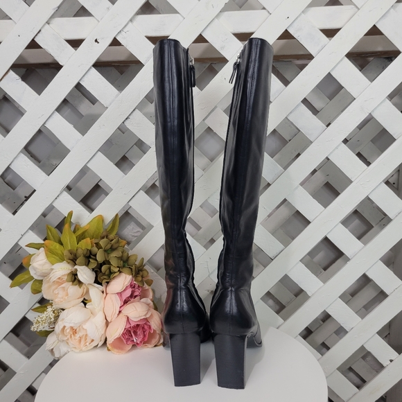 Aldo Black Leather Square Toe and Heel Boots Y2K Style Size 39 - Picture 5 of 10